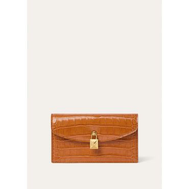 Loro Piana - Extra Pochette Glazed Alligator, Woman, Warm Tan/Sun Gold, Size: NR