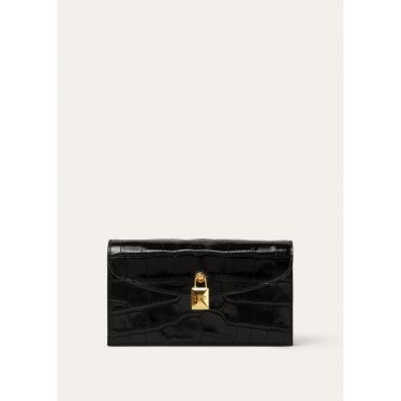Loro Piana - Extra Pochette Glazed Alligator, Woman, Black/Sun Gold, Size: NR