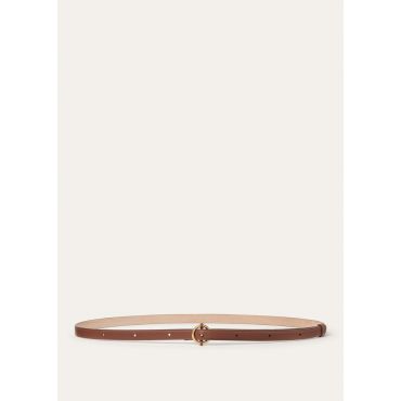 Loro Piana - Helm Round Buckle Belt Ps15 Rounded Leather, Woman, Caramel Sugar/Sun Gold, Size: 95