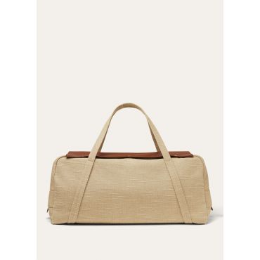 Loro Piana - Meadow Duffle Provence Linen/rounded Leather, Woman, Natural/Dark Chocolate Licorice/Sun Gold, Size: NR
