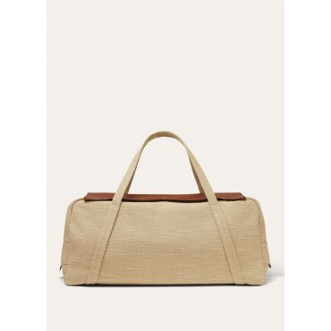 Loro Piana - Meadow Duffle Provence Linen/rounded Leather, Woman, Natural/Dark Chocolate Licorice/Sun Gold, Size: NR