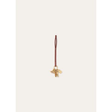 Loro Piana - Anniversary Bag Charm Rounded Leather/brass, Woman, Deep Kummel/Sun Gold, Size: NR