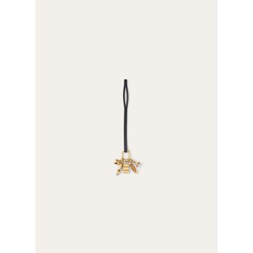 Loro Piana - Anniversary Bag Charm Rounded Leather/brass, Woman, Black/Jewel Sun Gold, Size: NR