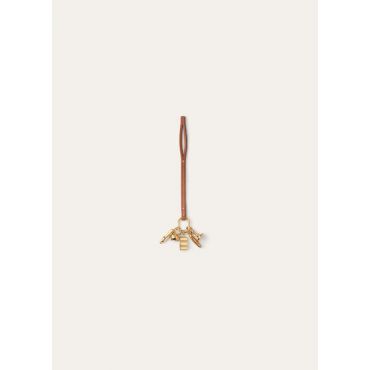 Loro Piana - Anniversary Bag Charm Rounded Leather/brass, Woman, Warm Tan/Jewel Sun Gold, Size: NR