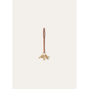 Loro Piana - Anniversary Bag Charm Rounded Leather/brass, Woman, Warm Tan/Jewel Sun Gold, Size: NR