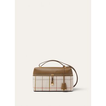 Loro Piana - Extra Bag L27 Belt Linen Jacquard Rndd Lthr, Woman, Tartan/Salty Capers/Sun Gold, Size: NR