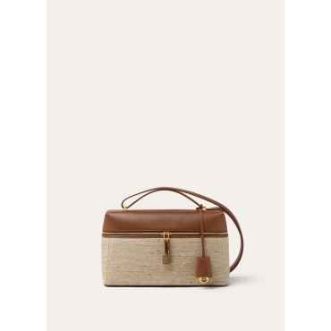 Loro Piana - Extra Bag L27 Fancy Shantung Rounded Leather, Woman, Flax Brown/Mole/Sun Gold, Size: NR