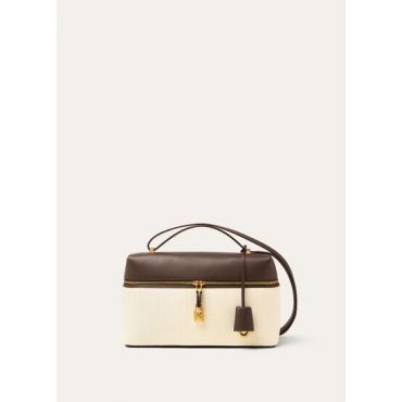 Loro Piana - Extra Bag L27 Tailoring Silk Chevron Rndd Lthr, Woman, Milk Amber-Dark Chocolate Licorice/Sun Gold, Size: NR