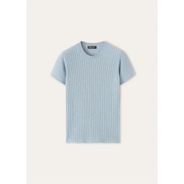 Loro Piana - Baby Coste Ss Crewneck Sweater Baby Cash Gg 12, Woman, Iced Snow Melange, Size: 42