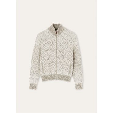 Loro Piana - Paroo Bomber Sweater Cash Silk Gg 3, Woman, White/Beige, Size: S