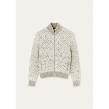 Loro Piana - Paroo Bomber Sweater Cash Silk Gg 3, Woman, White/Beige, Size: S