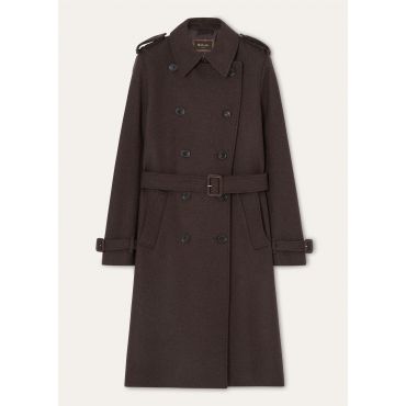 Loro Piana - Kerril Db Coat Wool Tweed, Woman, Cocoa Truffle Melange, Size: 40
