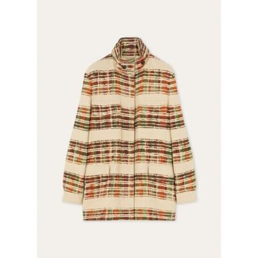 Loro Piana - Traveller Field Jacket Watercolor Suitcase Stripe, Woman, Vanilla Cloud/Deep Lava, Size: 46