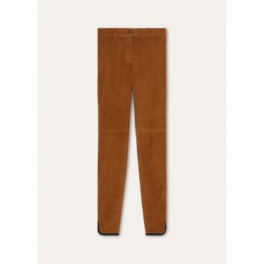 Loro Piana - Sibur Trousers Suede Stretch, Woman, Dark Brandy, Size: 42