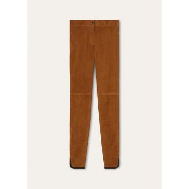 Loro Piana - Sibur Trousers Suede Stretch, Woman, Dark Brandy, Size: 42