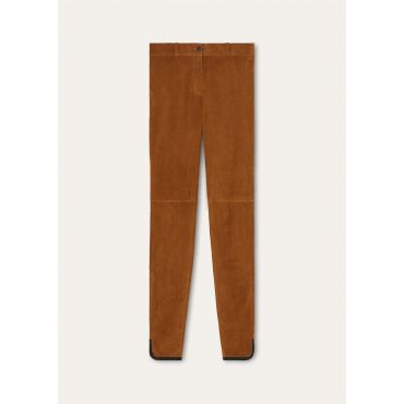 Loro Piana - Sibur Trousers Suede Stretch, Woman, Dark Brandy, Size: 42