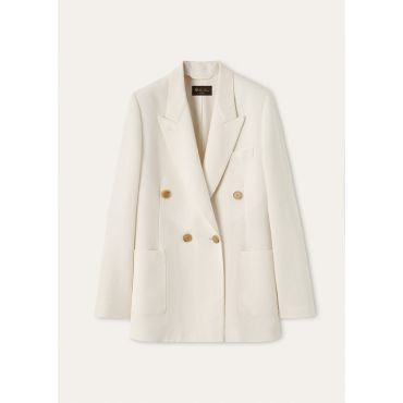 Loro Piana - Genny Db Jacket Summer Linen Crepe Natte', Woman, White, Size: 36