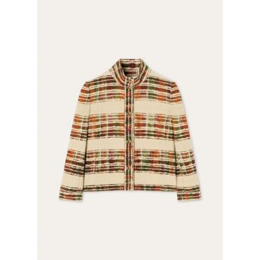 Loro Piana - Miriam Sb Jacket Watercolor Suitcase Stripe, Woman, Vanilla Cloud/Deep Lava, Size: 36
