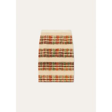 Loro Piana - Sylva Skirt Watercolor Suitcase Stripe, Woman, Vanilla Cloud/Deep Lava, Size: 42