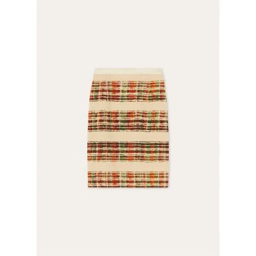 Loro Piana - Sylva Skirt Watercolor Suitcase Stripe, Woman, Vanilla Cloud/Deep Lava, Size: 36