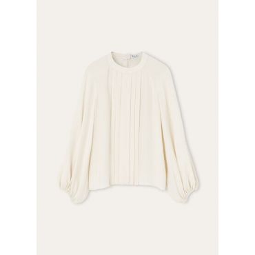 Loro Piana - Martine Shirt Cady Georgette, Woman, Gneiss Grey, Size: 38