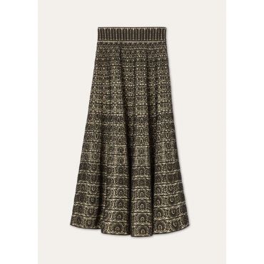 Loro Piana - Amely Embroidered Skirt Thistle Meadow Cornely, Woman, Beige/Black, Size: 38