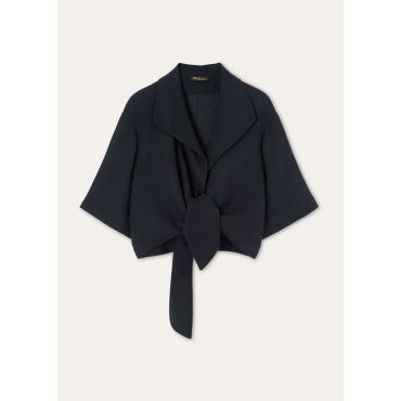 Loro Piana - Janet Shirt Light Linen Crepe, Woman, Blue Navy, Size: 36