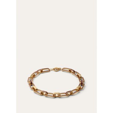 Loro Piana - Link Chain Necklace With Enamel, Woman, Sun Gold/Deep Kummel, Size: NR