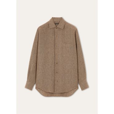 Loro Piana - Andre' Shirt Sartorial Linen Crepe, Woman, Earth Brown/Walnut, Size: 44