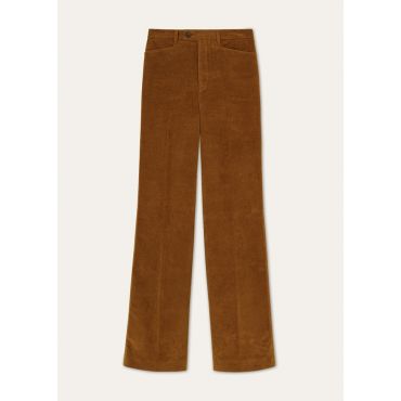 Loro Piana - Ted Trousers Velvet Cash, Woman, Dark Brandy, Size: 38