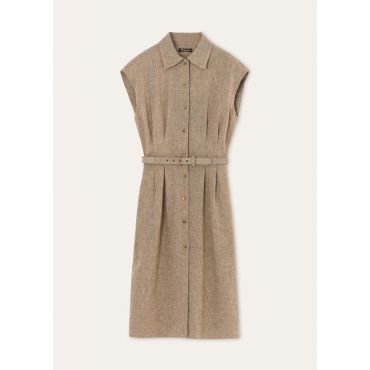 Loro Piana - Maise Dress Sartorial Linen Crepe, Woman, Dark Truffle / Brown Nougat, Size: 46