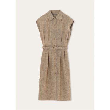 Loro Piana - Maise Dress Sartorial Linen Crepe, Woman, Dark Truffle / Brown Nougat, Size: 40