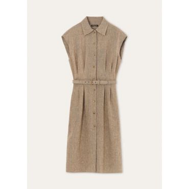 Loro Piana - Maise Dress Sartorial Linen Crepe, Woman, Dark Truffle / Brown Nougat, Size: 40