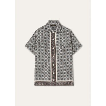 Loro Piana - Angelina Ss Shirt Lp Mendoza Border Silk Twill, Woman, Ivory Green Red, Size: 38
