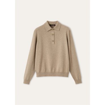 Loro Piana - Classic Baby Cash Polo Gg 12, Woman, Praline BrownMelange, Size: 38