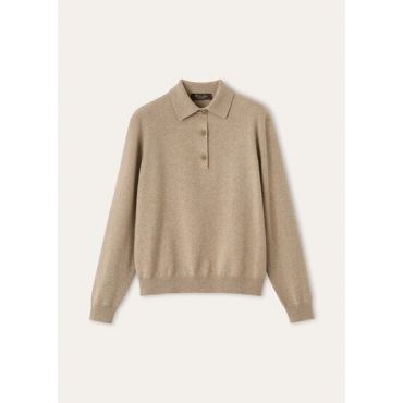 Loro Piana - Classic Baby Cash Polo Gg 12, Woman, Praline BrownMelange, Size: 38