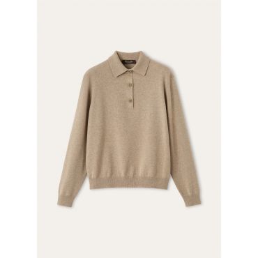 Loro Piana - Classic Baby Cash Polo Gg 12, Woman, Praline BrownMelange, Size: 38