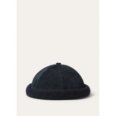 Loro Piana - Valeria Beanie Cash Suede, Woman, Navy Blue, Size: S