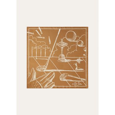 Loro Piana - Loro Piana Il Putt Perfetto Foulard 60 Silk Twill, Woman, Golden Brown/Chalk White, Size: NR