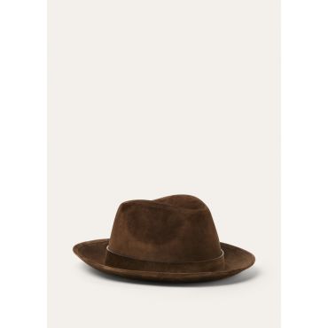 Loro Piana - Sergio Hat Cash Suede, Man, Cocoa Dust, Size: M