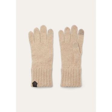 Loro Piana - English Rib Gloves Cash Gg 5, Man, Biscuit Melange, Size: S