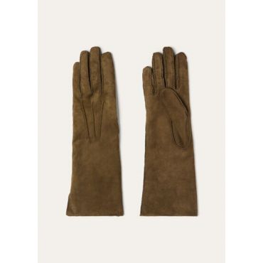 Loro Piana - Karina Gloves Suede, Woman, Green Brown, Size: L