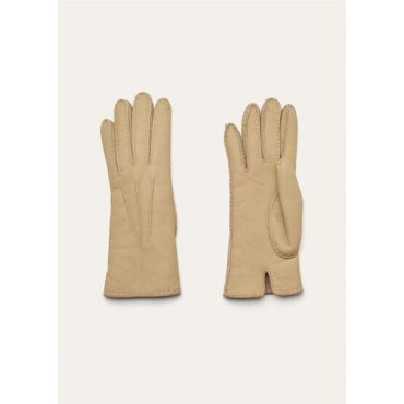 Loro Piana - Elide Gloves Merino Shearling, Woman, Pine Nuts, Size: S