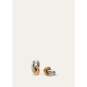 Loro Piana - Bale Wiggle Double Hoop Earrings, Woman, Sun Gold Antique/Jewel Antique Silver, Size: NR