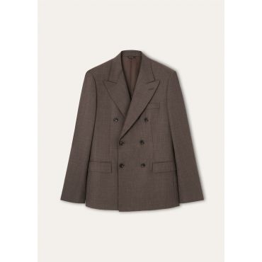 Loro Piana - International Peak Db Suit Melange Grisaille, Man, Dried Leaves Melange, Size: 50