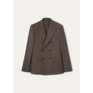 Loro Piana - International Peak Db Suit Melange Grisaille, Man, Dried Leaves Melange, Size: 54