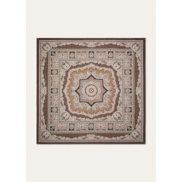 Loro Piana - Loro Piana Floral Majolica Foulard 90 Cash Melange, Woman, Sand/Powder, Size: NR