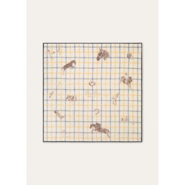 Loro Piana - Loro Piana Horsey Foulard 60 Cash Silk, Man, Navy/Yellow, Size: NR