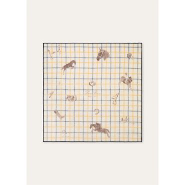 Loro Piana - Loro Piana Horsey Foulard 60 Cash Silk, Man, Navy/Yellow, Size: NR