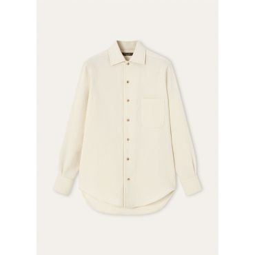 Loro Piana - Andre' Shirt Wool Bedfordcord, Woman, Nougat, Size: 40